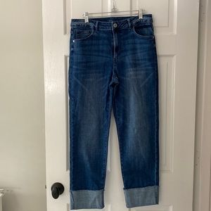 J Jill women’s high rise wide cuffed jeans.